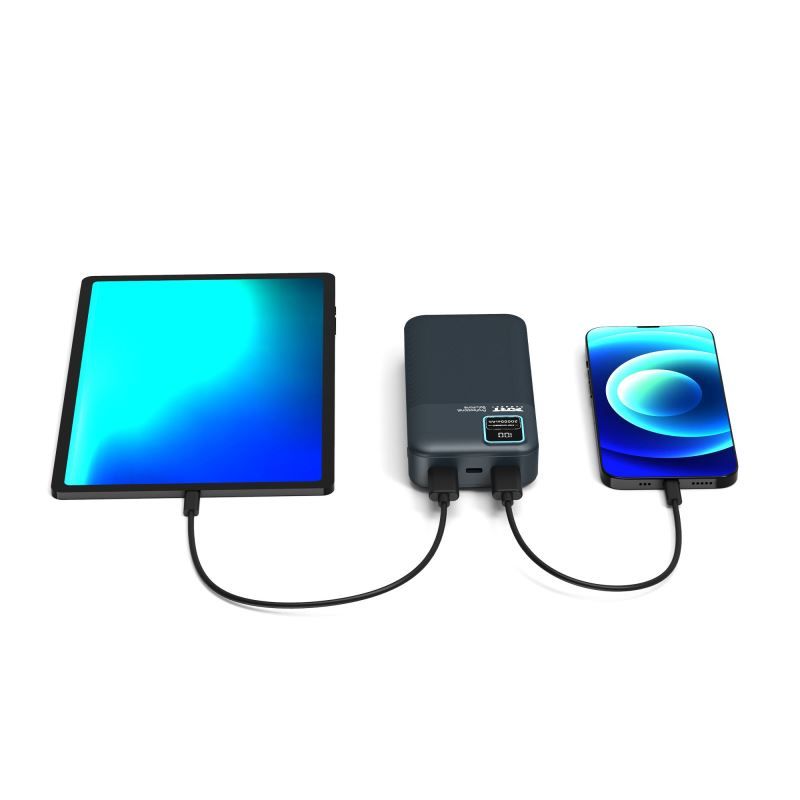 Port Designs 20000mAh Powerbank LCD Display USB-A QC / USB-C / Micro USB Black