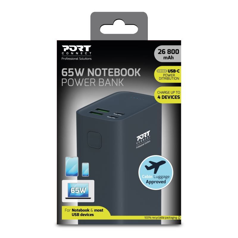Port Designs 26800mAh 65W Powerbank Black