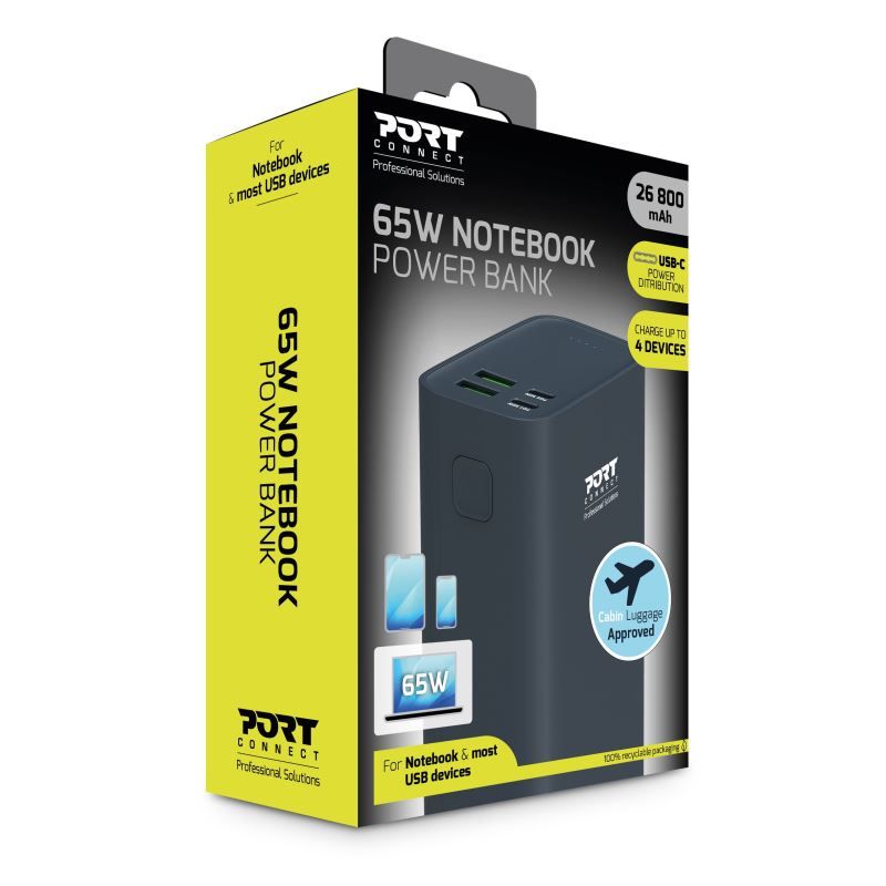 Port Designs 26800mAh 65W Powerbank Black
