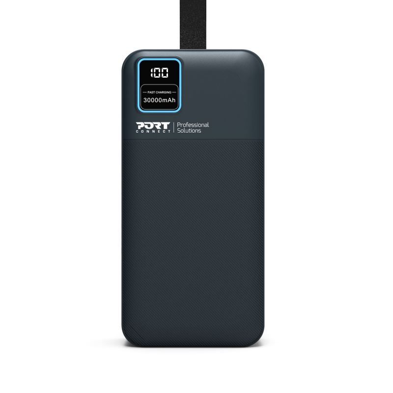 Port Designs 30000mAh Powerbank LCD Display USB-A QC / USB-C / Micro USB Black