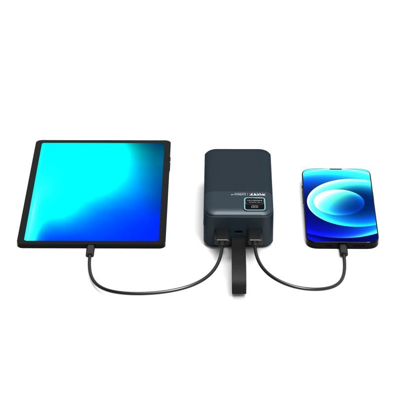 Port Designs 30000mAh Powerbank LCD Display USB-A QC / USB-C / Micro USB Black
