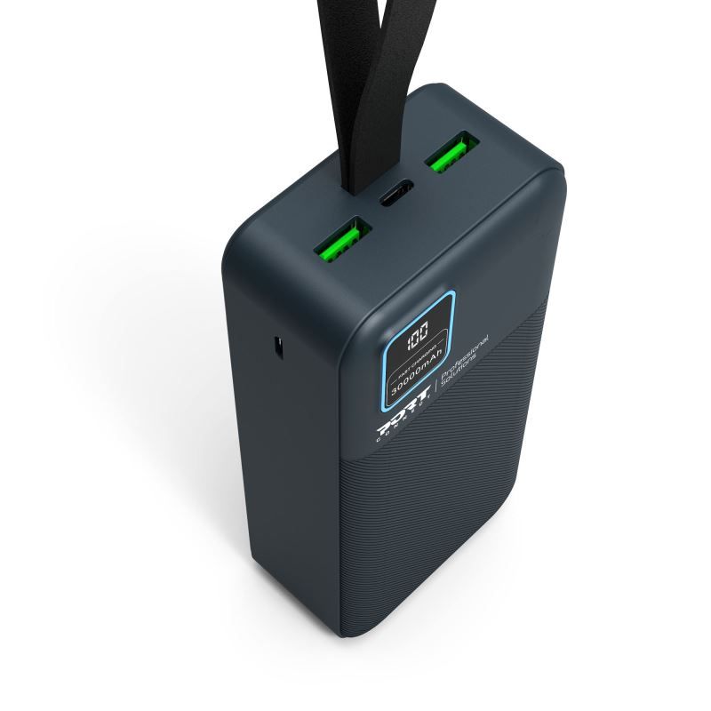 Port Designs 30000mAh Powerbank LCD Display USB-A QC / USB-C / Micro USB Black