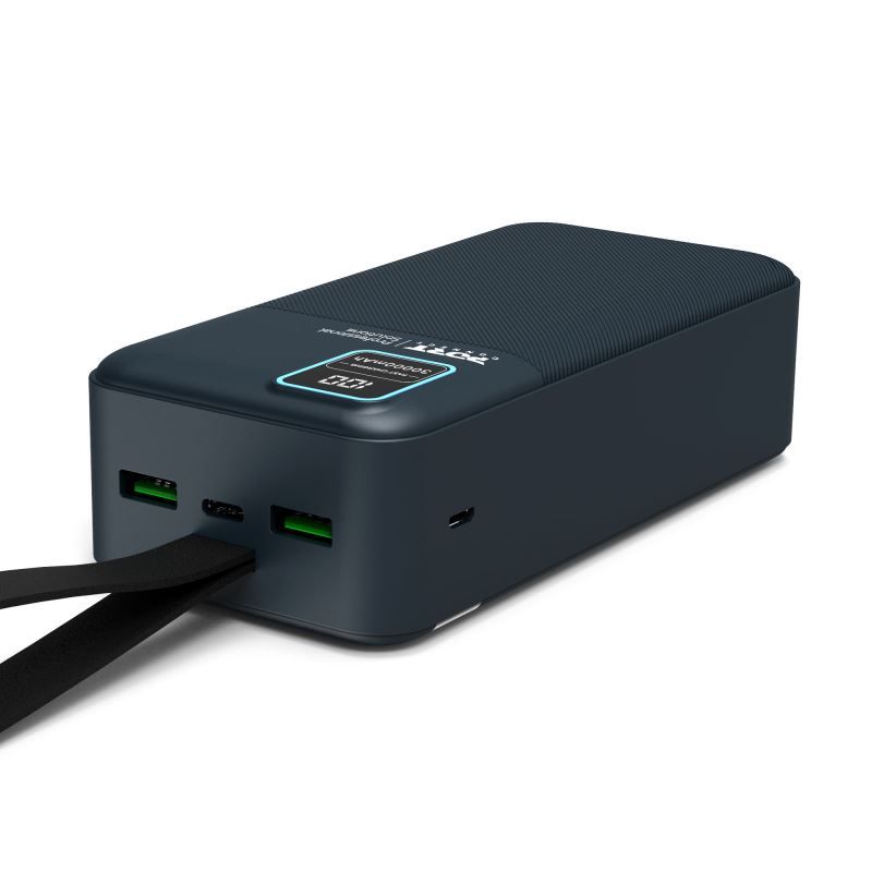 Port Designs 30000mAh Powerbank LCD Display USB-A QC / USB-C / Micro USB Black