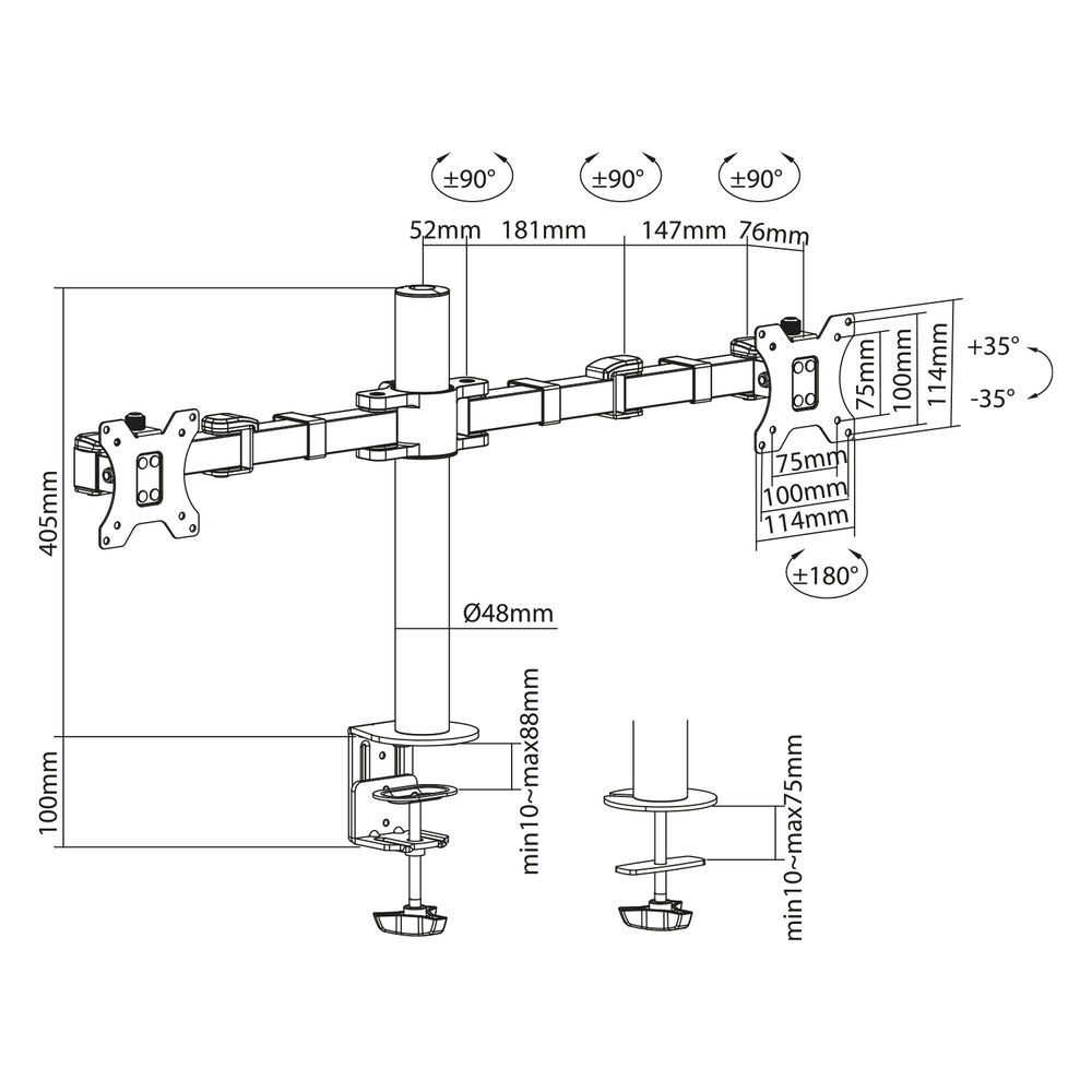 ACT AC8326 Dual Monitor Arm Office Solid Pro 10