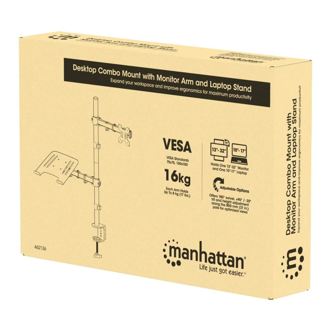 Manhattan Desktop Combo Mount with Monitor Arm and Laptop Stand 13