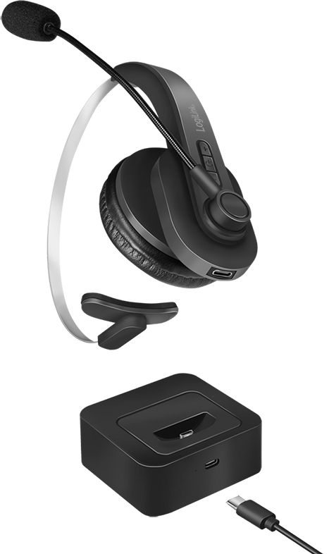 Logilink BT0059 Bluetooth Mono Headset with Charging Stand Black