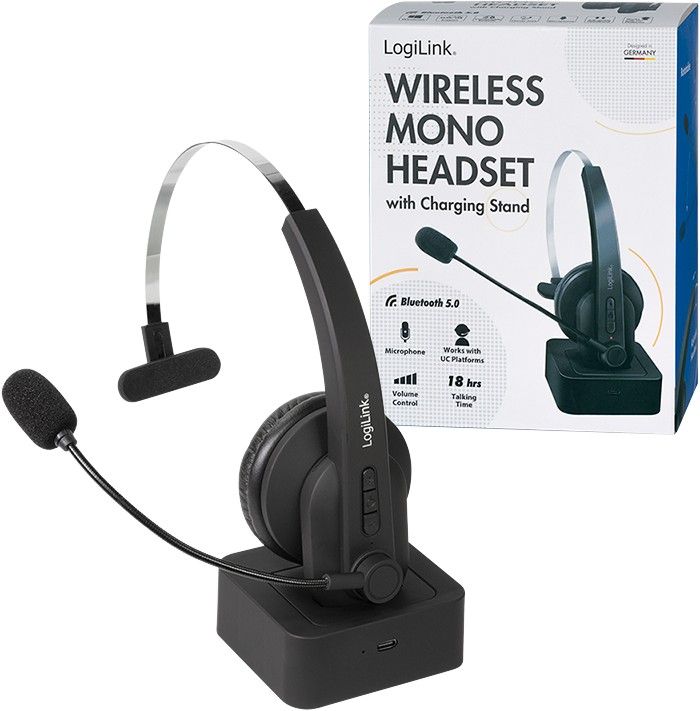 Logilink BT0059 Bluetooth Mono Headset with Charging Stand Black