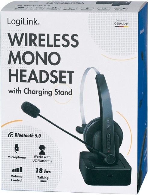 Logilink BT0059 Bluetooth Mono Headset with Charging Stand Black