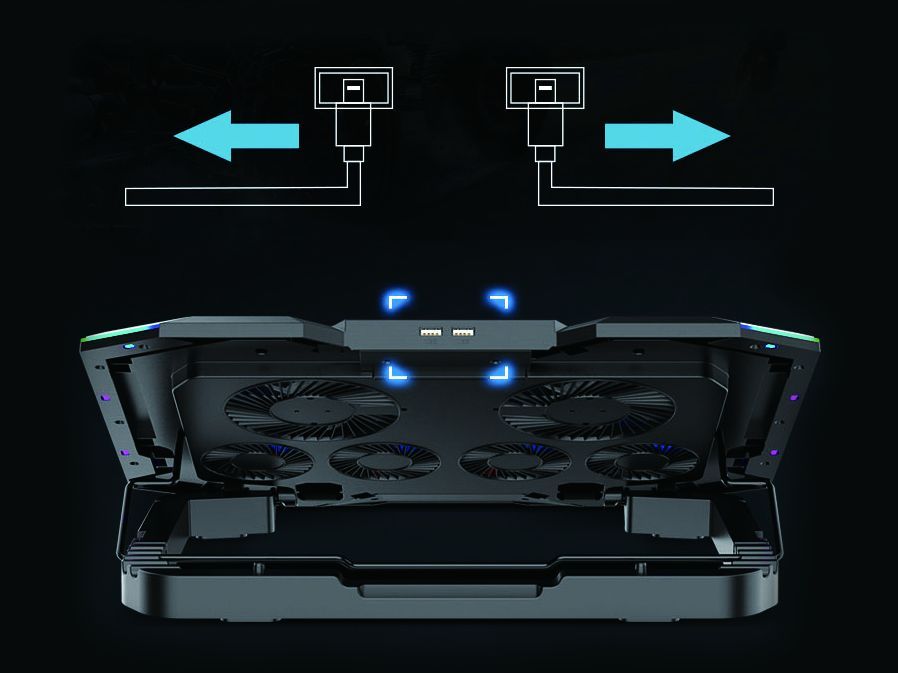 Conceptronic  THYIA01B ERGO RGB 6 ventilátoros gamer laptop hűtőpad mobiltartóval