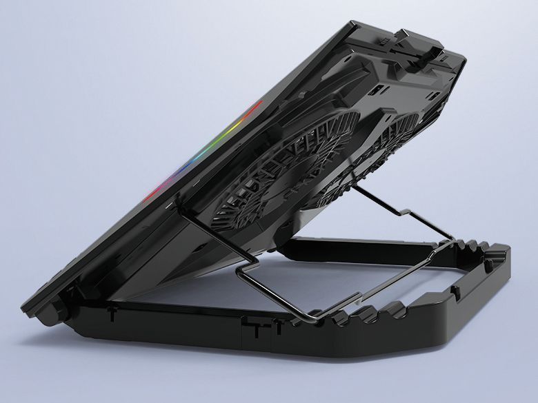 Conceptronic  THYIA02B ERGO RGB 2 ventilátoros gamer laptop hűtőpad mobiltartóval