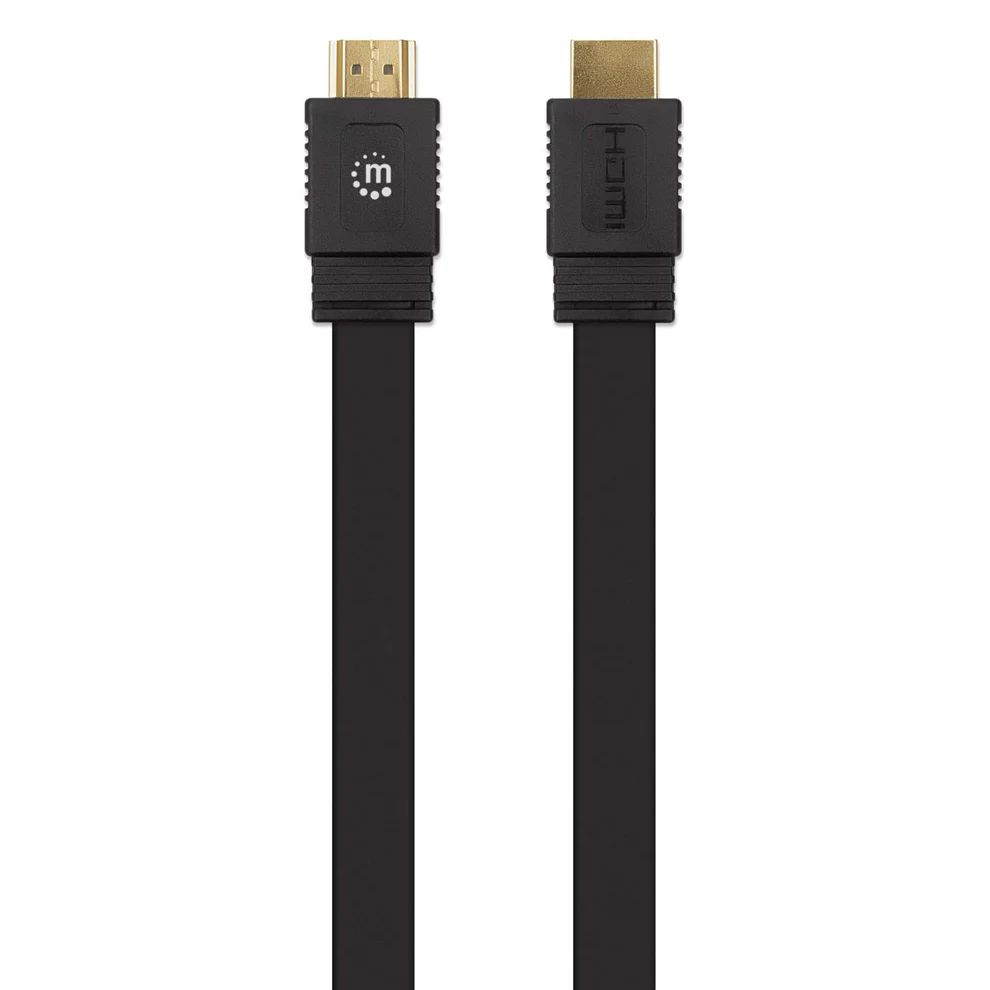 Manhattan Flat High Speed HDMI Cable with Ethernet Cable 10m Black