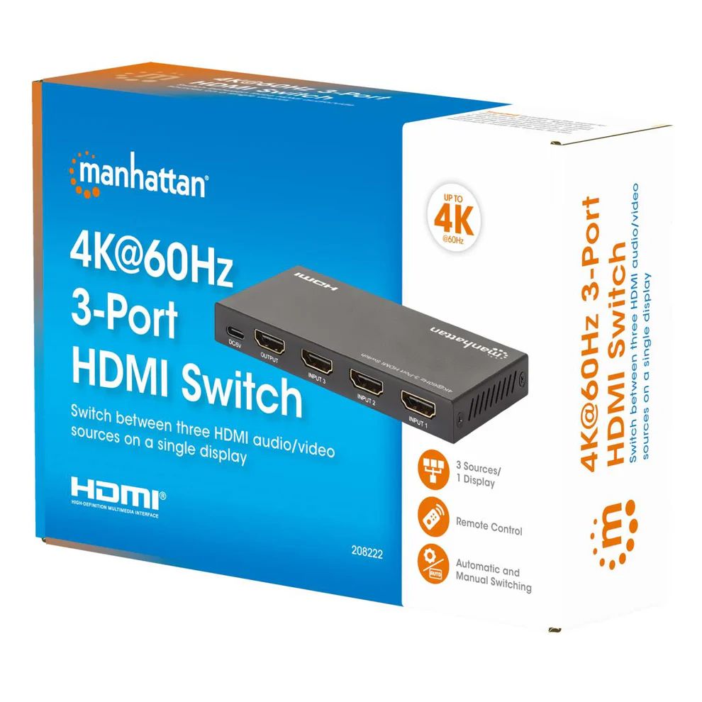 Manhattan 4K 60Hz 3-Port HDMI Switch