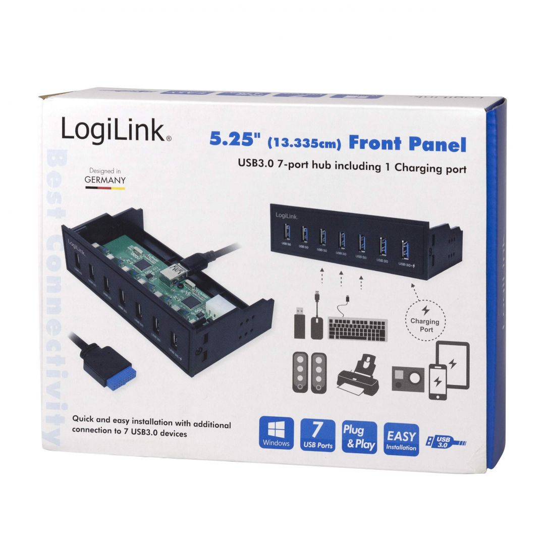 Logilink UA0342 USB3.0 7-port Hub including 1 Charging port Black