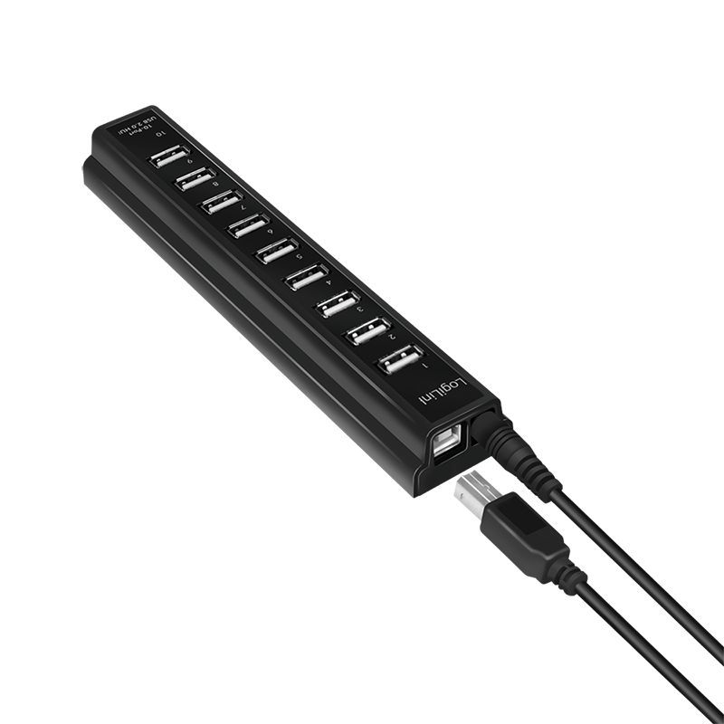 Logilink USB 2.0 hub 10-port with power supply Black