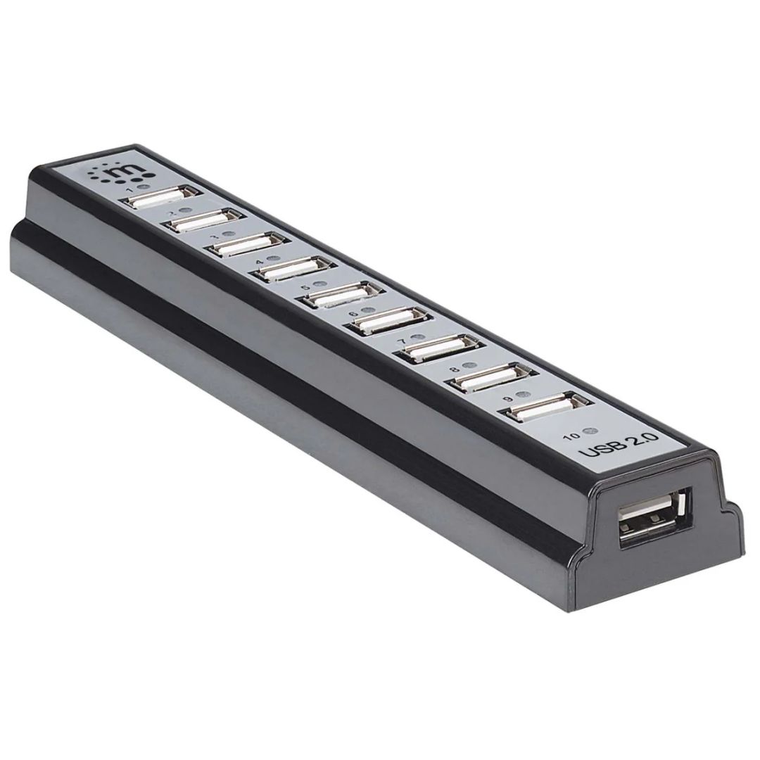 Manhattan 10-portos USB2.0 HUB Black