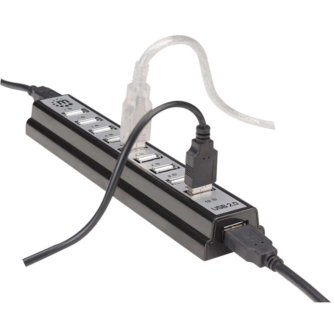 Manhattan 10-portos USB2.0 HUB Black