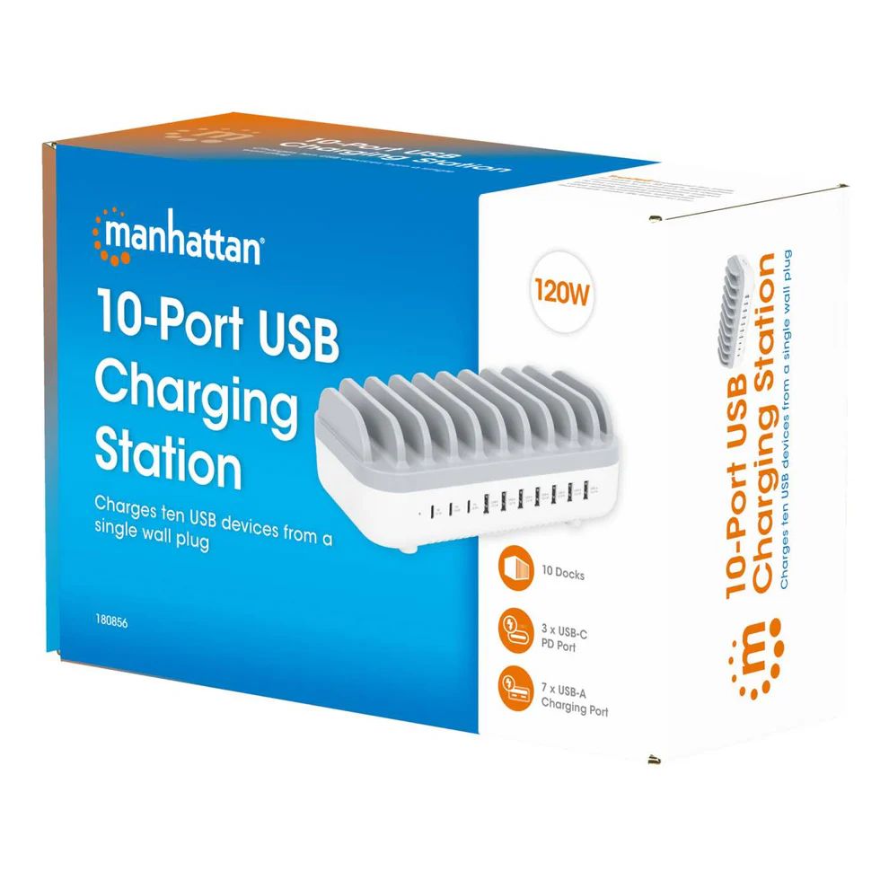Manhattan 10-portos USB3.0 HUB White/Grey