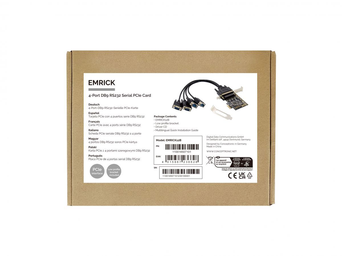 Conceptronic  EMRICK12B 4-Port DB9 RS232 Serial PCIe Card