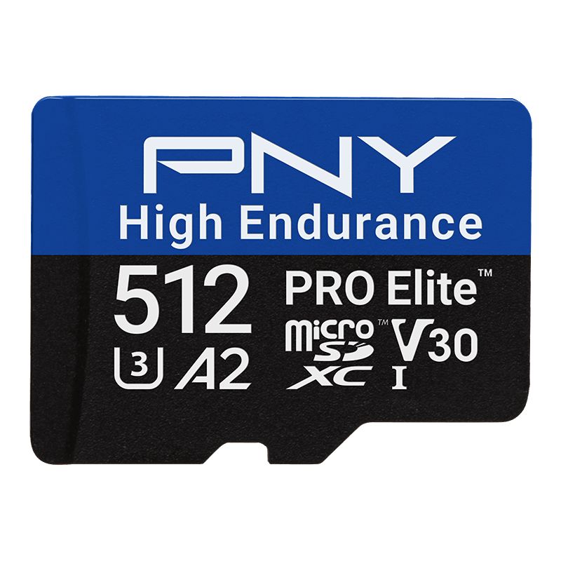PNY 512GB microSDXC Pro Elite High Endurance Class 10 U3 V30 A2 + adapterrel
