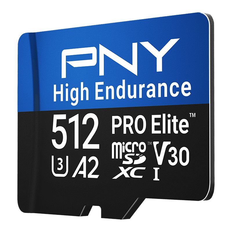 PNY 512GB microSDXC Pro Elite High Endurance Class 10 U3 V30 A2 + adapterrel