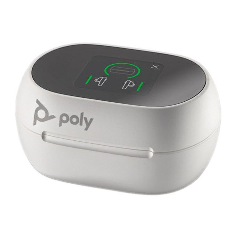 Poly Plantronics Voyager Free 60+ UC Touchscreen Charge Case USB-A Bluetooth Headset White Sand