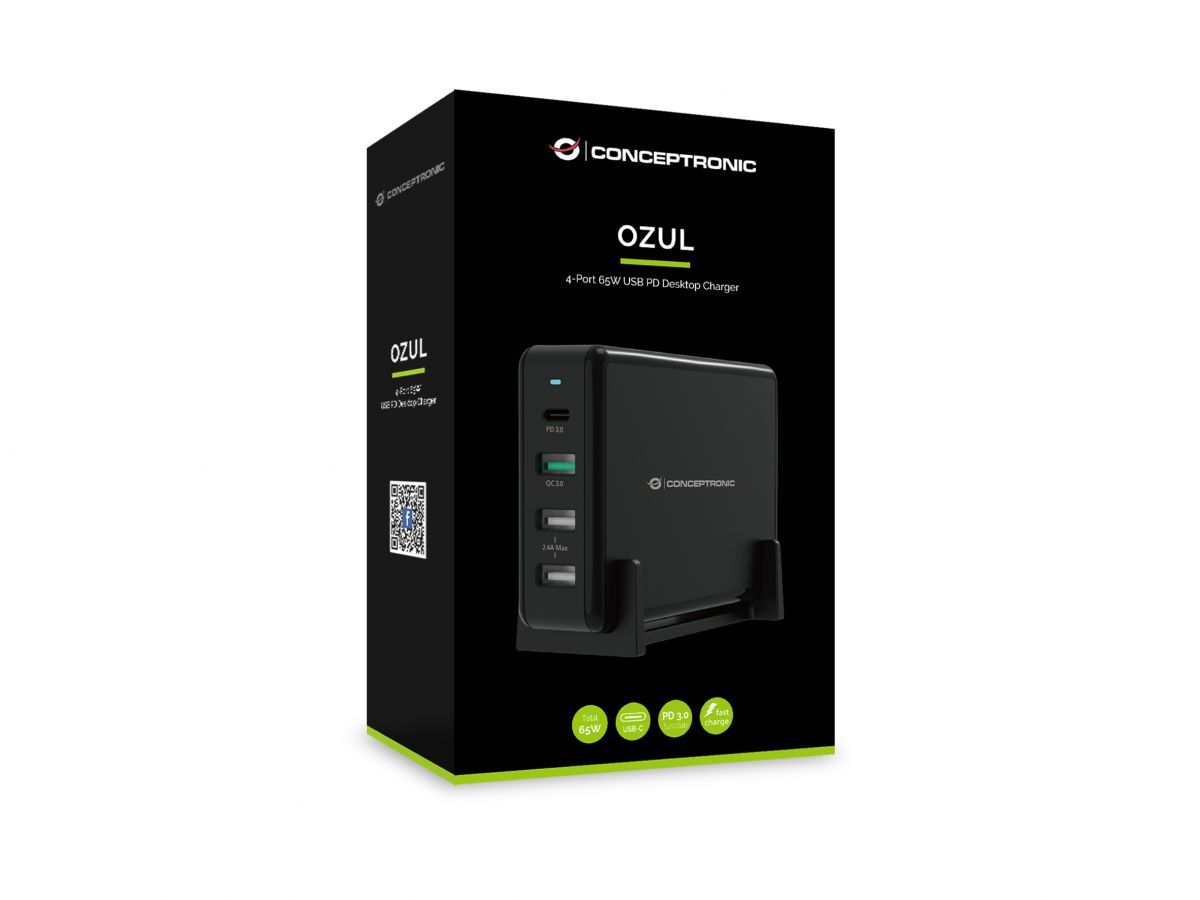 Conceptronic  OZUL01B 65W 4-Port Desktop USB PD Charger