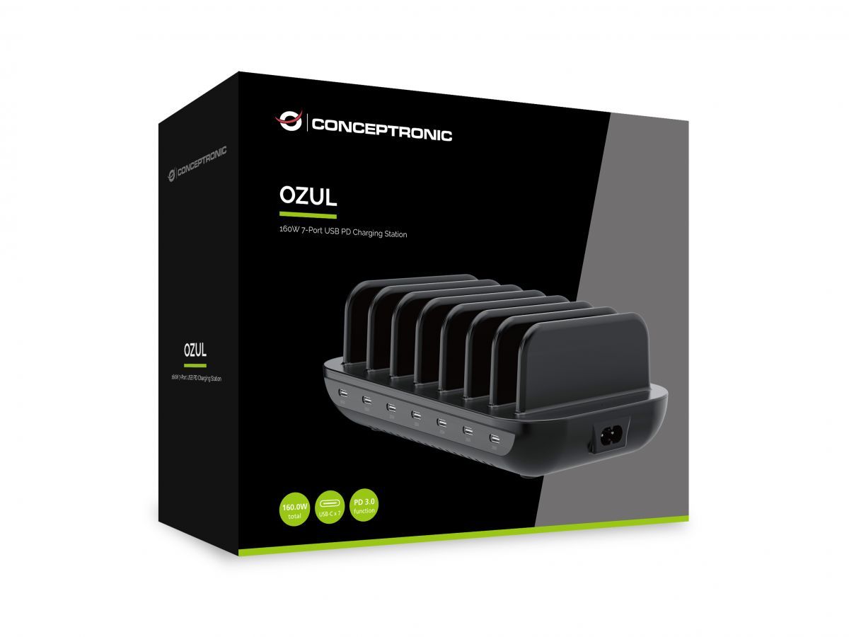 Conceptronic  OZUL07B 160W 7-Port USB PD Charging Station