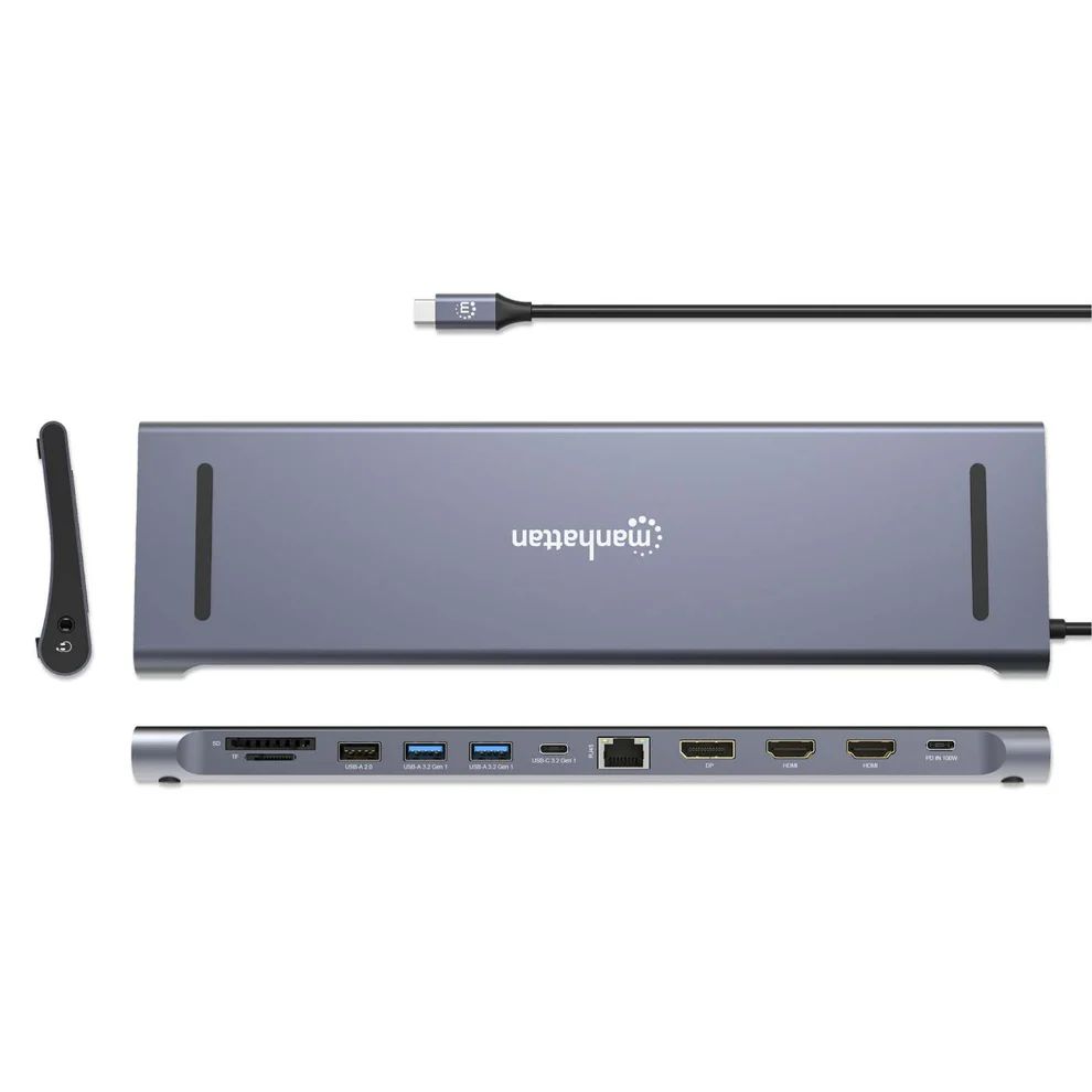 Manhattan USB-C PD 12-in-1 Triple Monitor 4K Docking Station / Multiport Hub