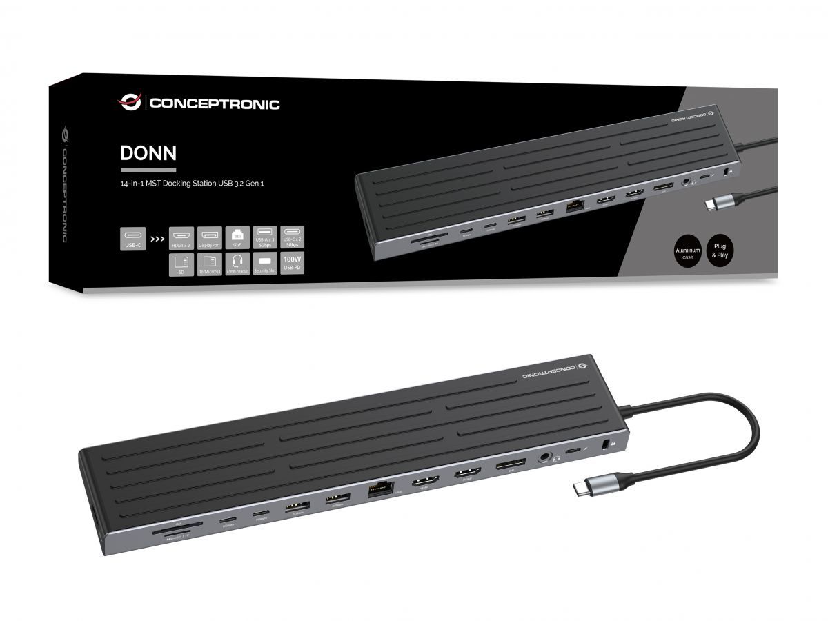Conceptronic  DONN32B 14-in-1 USB 3.2 Gen 1 Docking Station