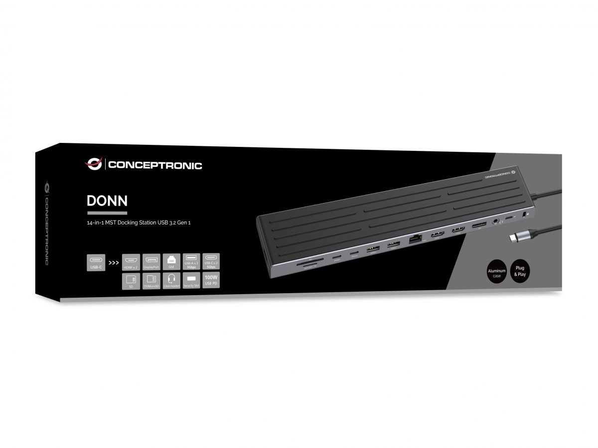 Conceptronic  DONN32B 14-in-1 USB 3.2 Gen 1 Docking Station