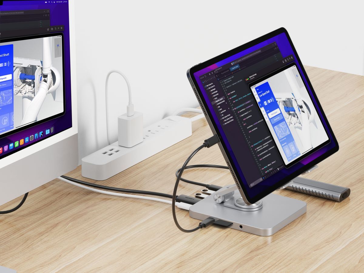 Conceptronic  DONN26G Tablet Stand with 8-in-1 USB 3.2 Gen 1 Docking Station