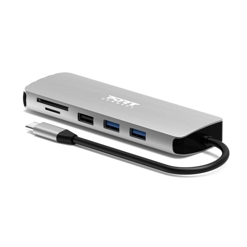 Port Designs 9-in-1 USB-C 1× 4K Docking Station Aluminium Design 85W PD Silver