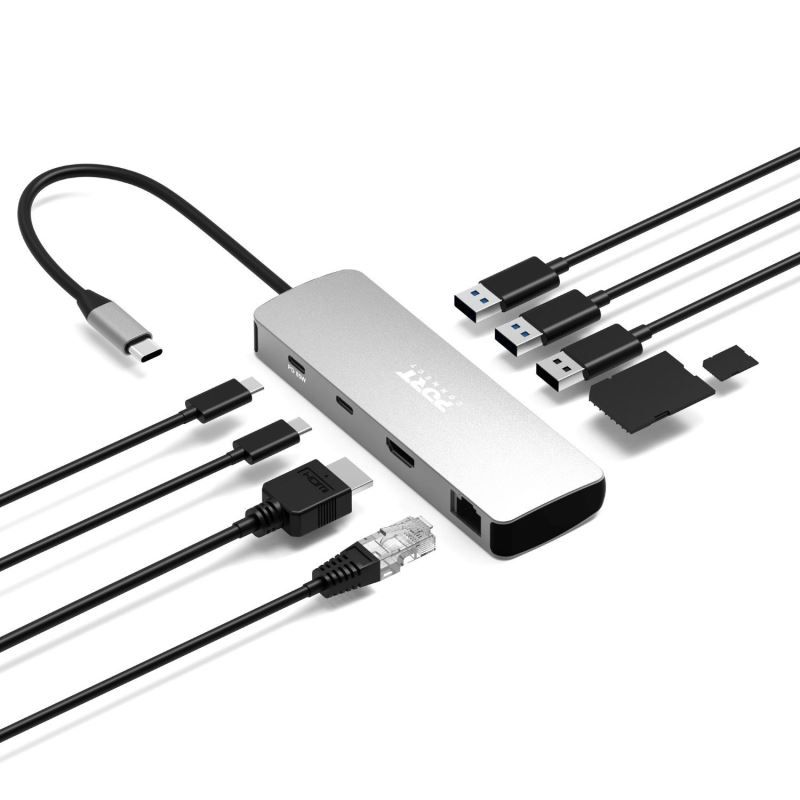 Port Designs 9-in-1 USB-C 1× 4K Docking Station Aluminium Design 85W PD Silver
