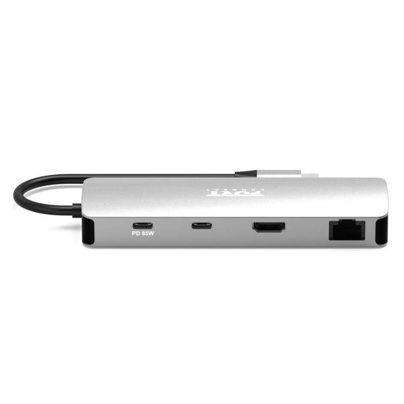Port Designs 9-in-1 USB-C 1× 4K Docking Station Aluminium Design 85W PD Silver