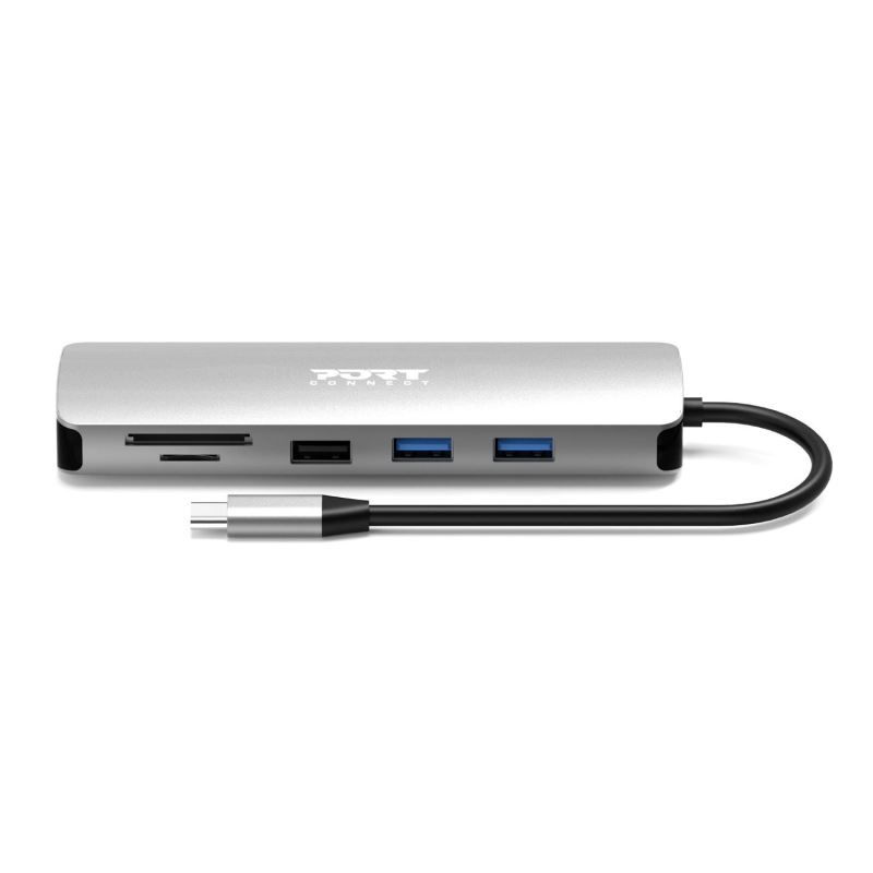 Port Designs 9-in-1 USB-C 1× 4K Docking Station Aluminium Design 85W PD Silver