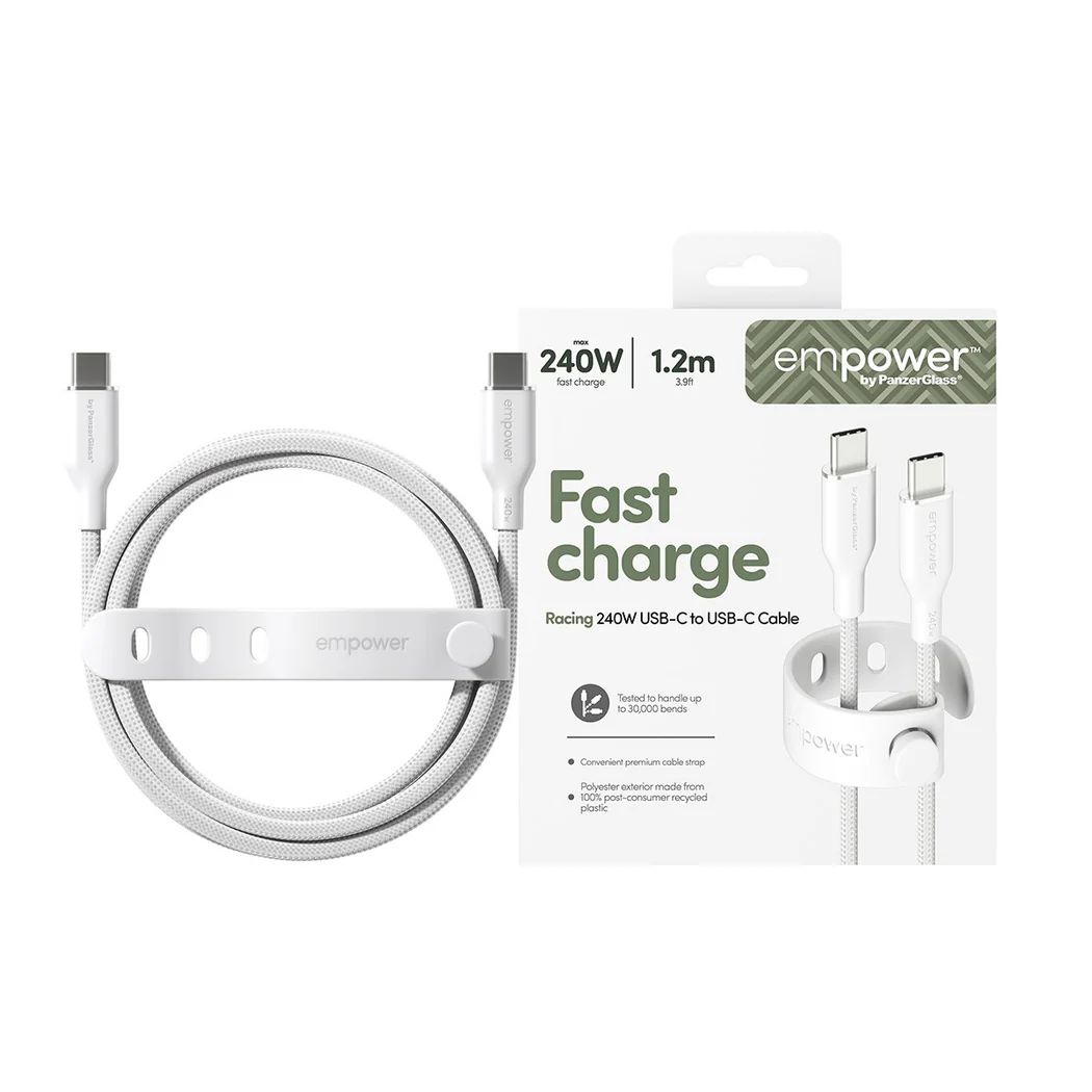 PanzerGlass 240W USB-C to USB-C USB 2.0 cable 1,2m White