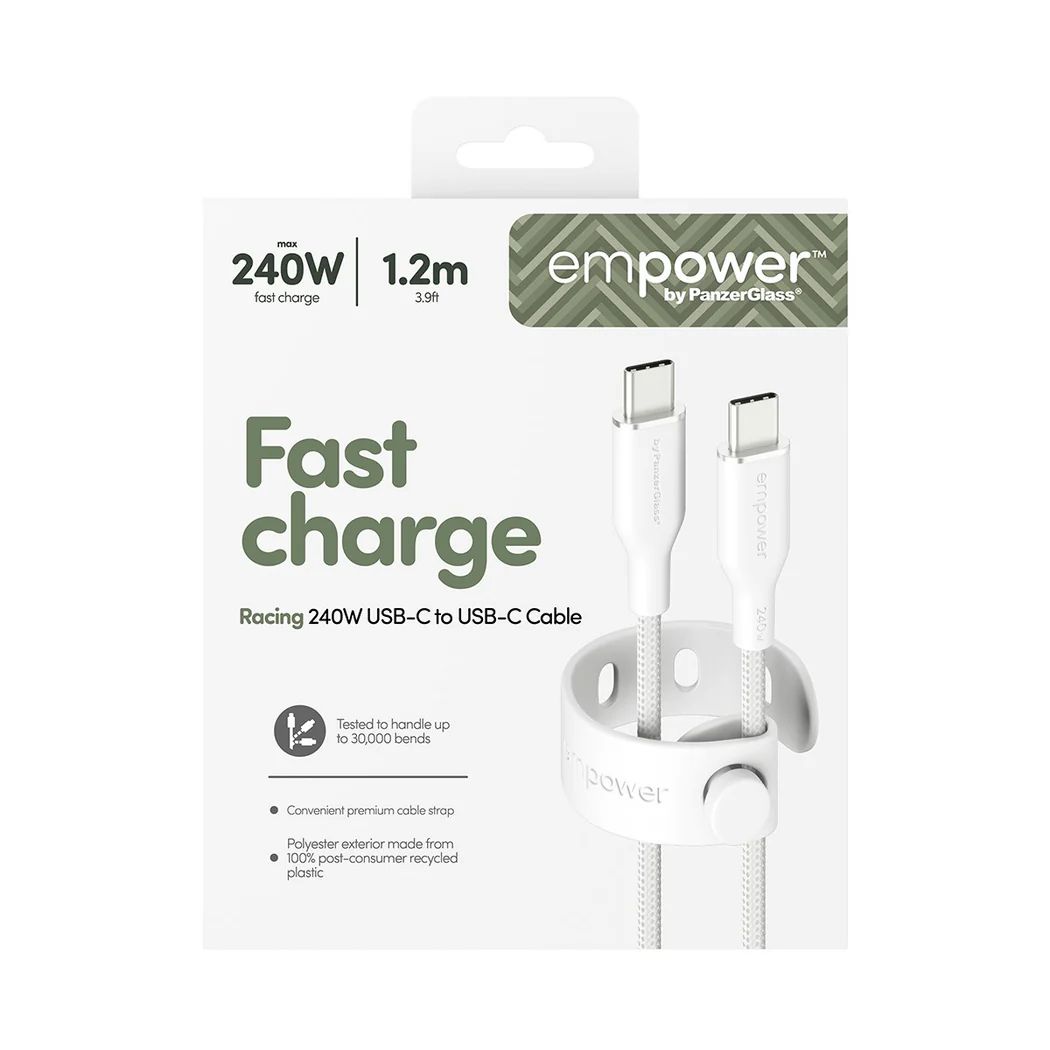 PanzerGlass 240W USB-C to USB-C USB 2.0 cable 1,2m White