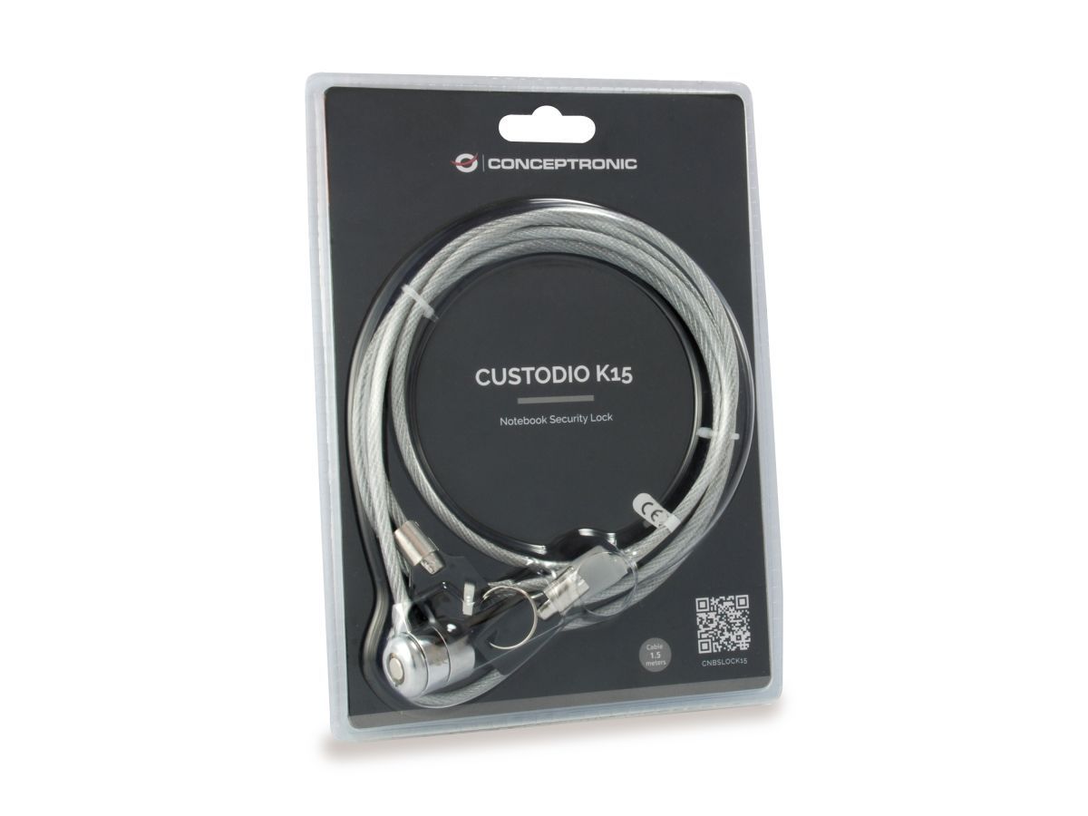 Conceptronic  CNBSLOCK15 Keyed Laptop Lock 1,5m Grey