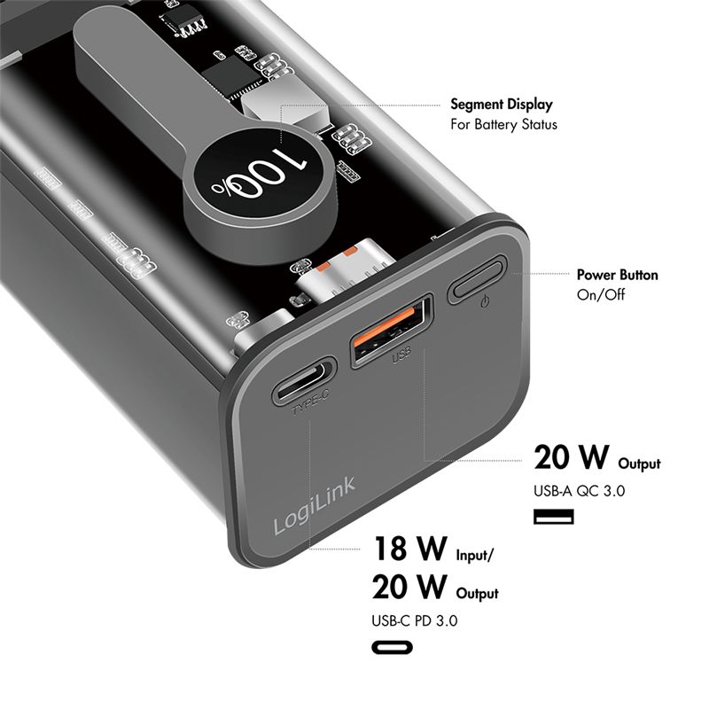 Logilink 10000 mAh PowerBank Grey