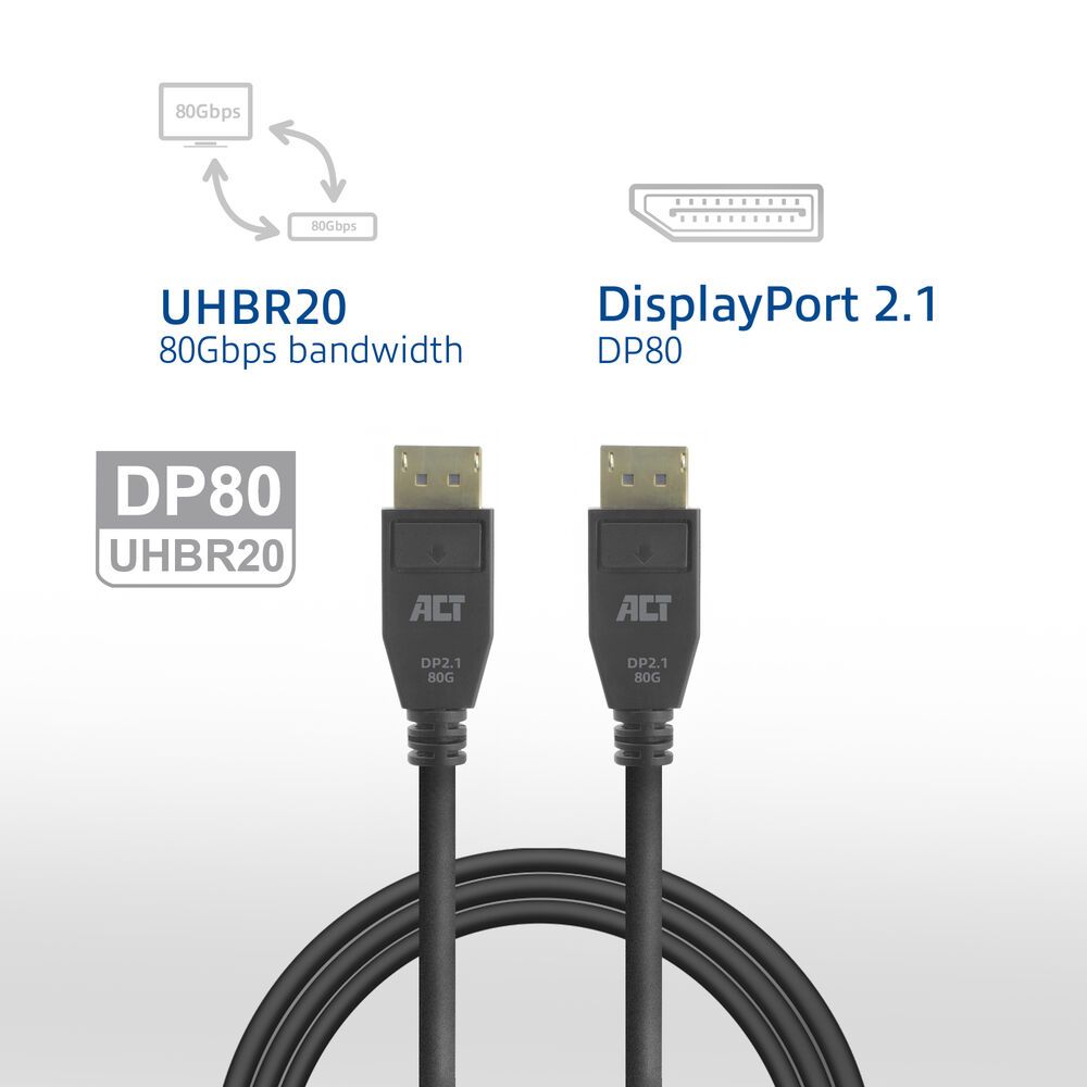 ACT DisplayPort 2.1 cable 8K male to male 3m Black