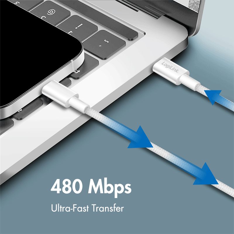 Logilink USB-C to USB-C male/male cable 0,5m White