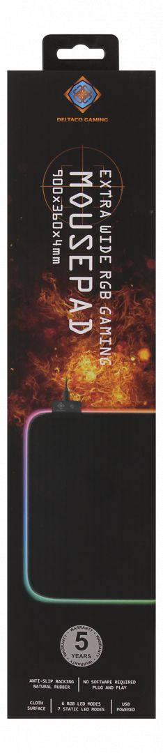 Deltaco GAM-079 Gaming RGB Egérpad Black