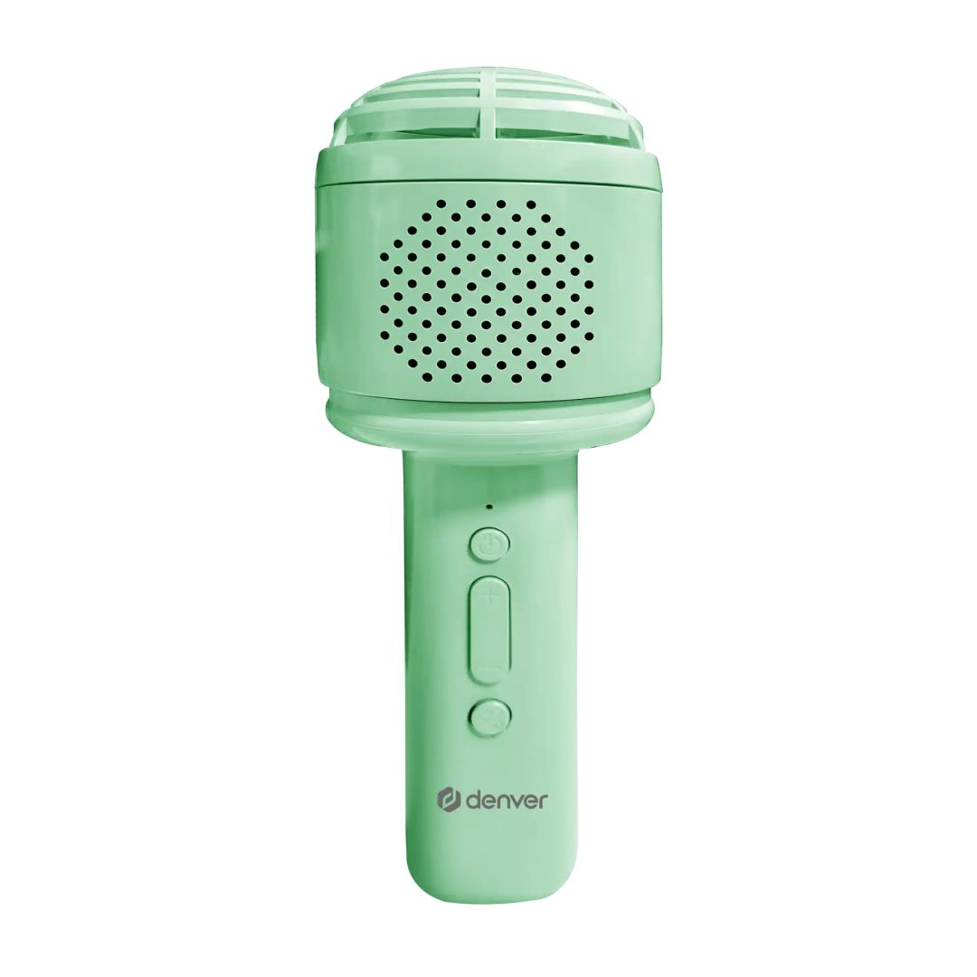 Denver KMS-30RO Bluetooth Karaoke Microphone Speaker with fluffy top Green