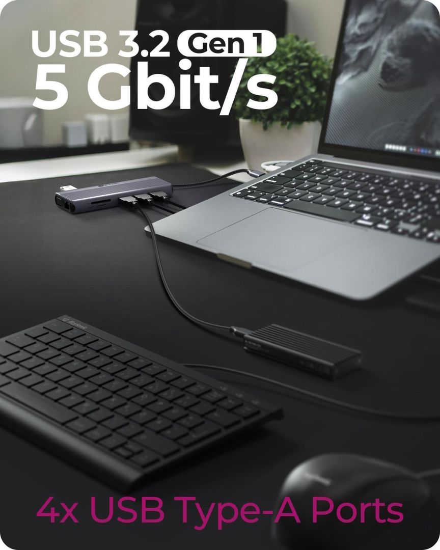 Raidsonic IcyBox IB-DK4062-CPD 12-in-1 with Triple Video Output USB3.2 Gen 1 Type-C Grey