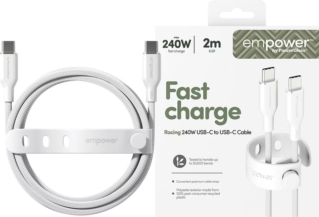 PanzerGlass 240W USB-C to USB-C USB 2.0 cable 2m White
