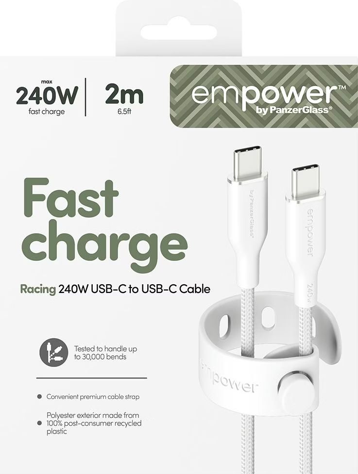 PanzerGlass 240W USB-C to USB-C USB 2.0 cable 2m White