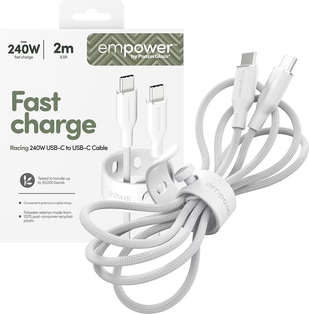 PanzerGlass 240W USB-C to USB-C USB 2.0 cable 2m White
