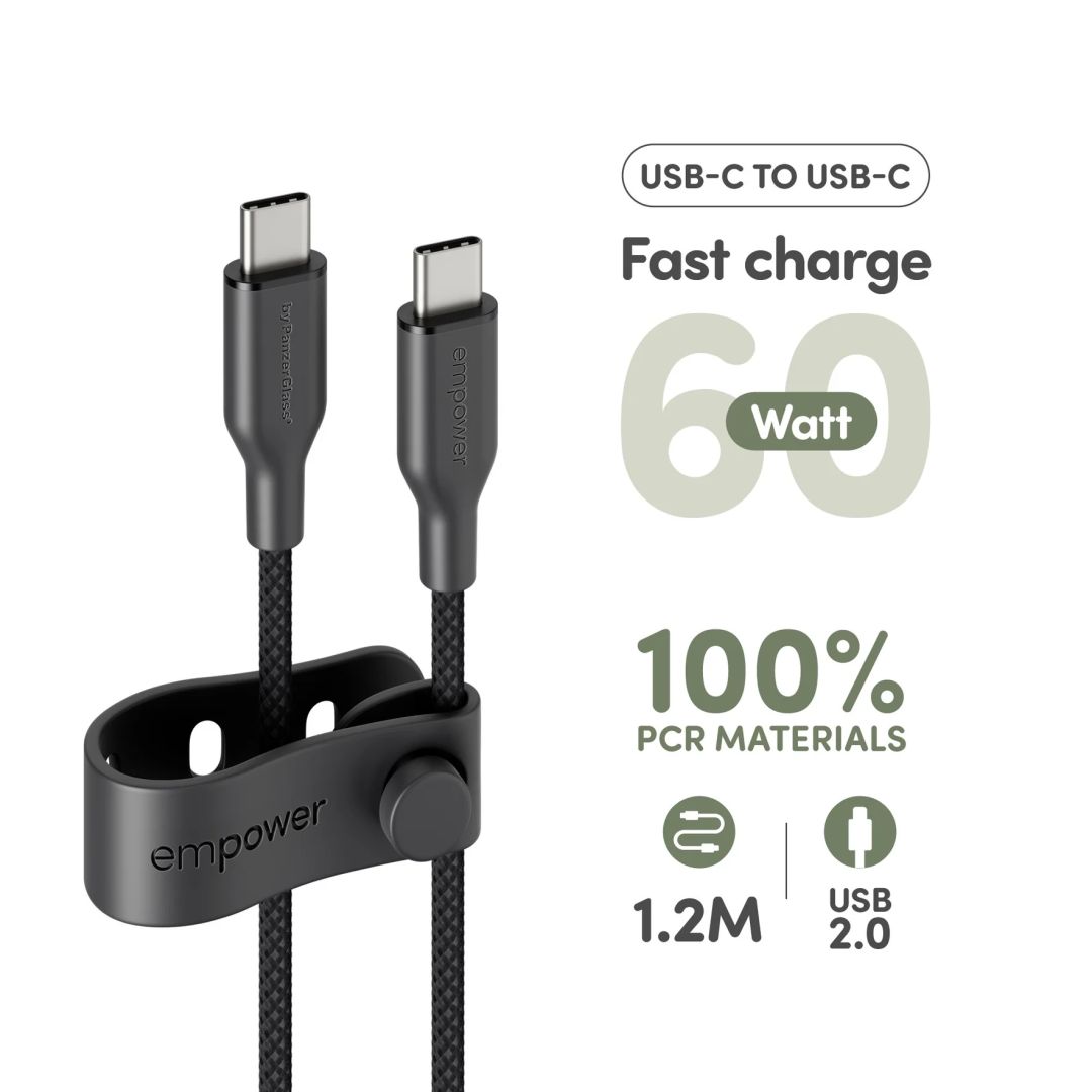 PanzerGlass 60W USB-C to USB-C USB 2.0 cable 1,2m Black