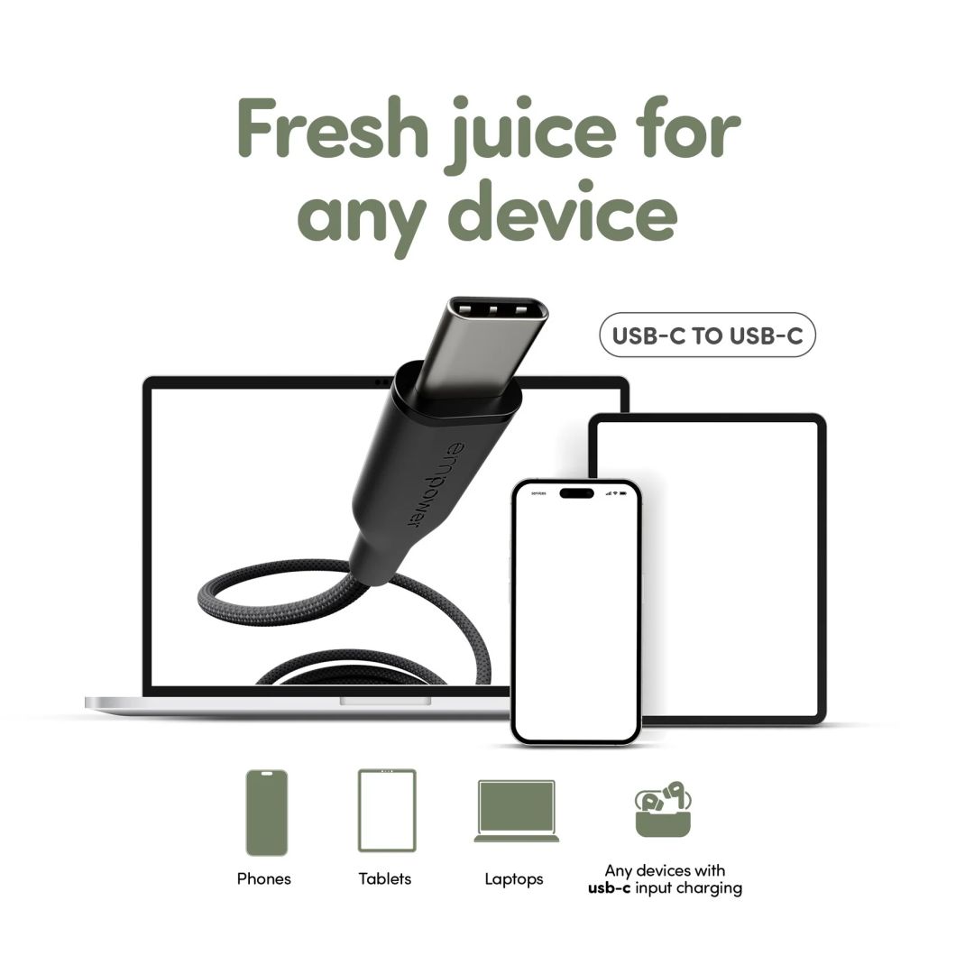 PanzerGlass 60W USB-C to USB-C USB 2.0 cable 1,2m Black