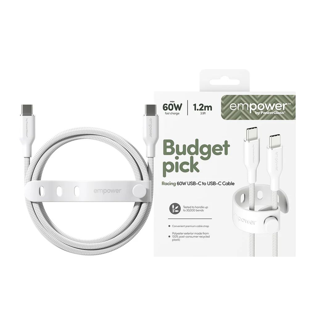 PanzerGlass 60W USB-C to USB-C USB 2.0 cable 1,2m White